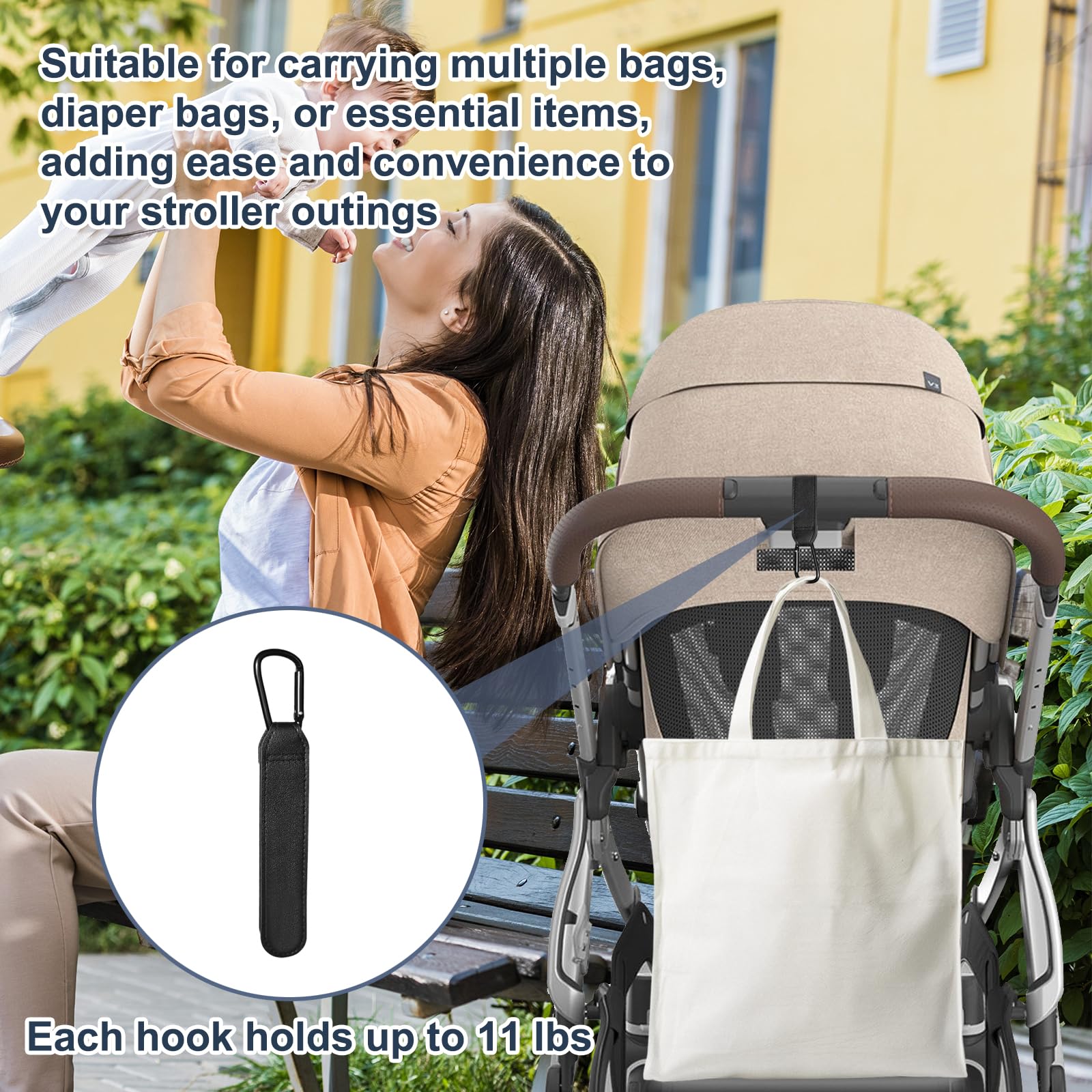 Upper Adapter Compatible with UPPAbaby Vista and Vista V2 and Vista V3 Strollers/Bassinet, Toddler Seat, Aria, Mesa V2, or Mesa Max Infant-Secure (Car Seats Accessories 1Set+2 Pcs Stroller Hooks)