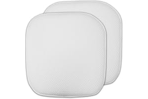 Sweet Home Collection Cushion Memory Foam Chair Pads Honeycomb Nonslip Back Seat Cover 16" x 16", 2 Pack, White