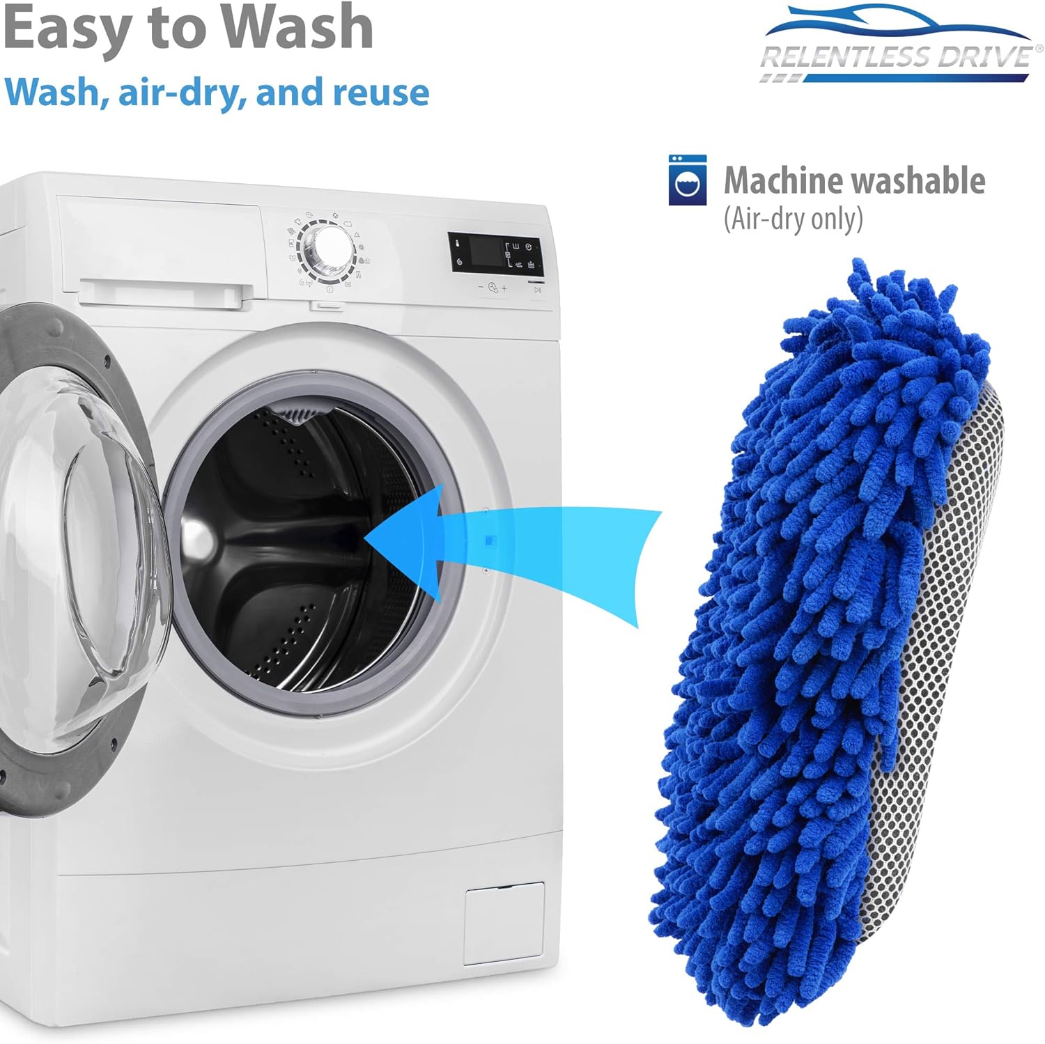 Relentless Drive Ultimate Microfiber Car Wash Sponge - Premium Chenille Microfiber - Lint Free - Scratch Free - Ultra Soft Automobile Cleaning Sponge - 1 Pack: Automotive