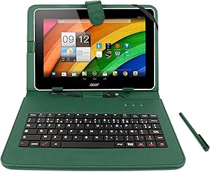 DURAGADGET FRENCH AZERTY Green Faux Leather Protective Case With Micro USB Keyboard For Acer Iconia A3-A10 / W510 / W511 / A3-A10-L849 / A3-A10-L662 / W510-1458