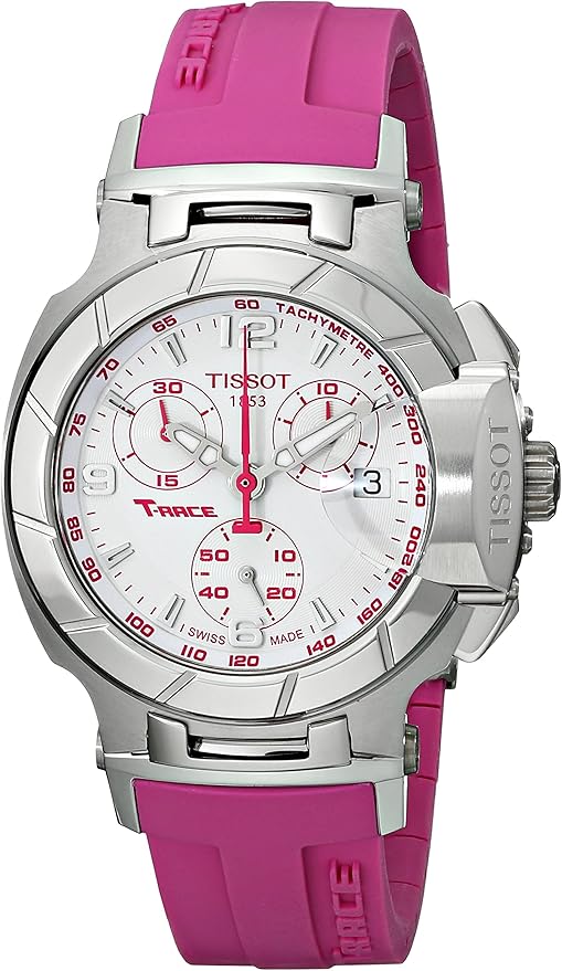 Tissot Reloj con Correa de Silicona Rosa con Esfera Blanca y Esfera Blanca T0482171701701 para Mujer