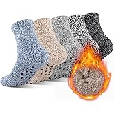 COOVAN Mens Fuzzy Socks Soft Cozy Slipper Fluffy Winter Warm Fleece Socks for Men Plush Sleeping 5 Pairs