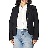 Calvin Klein Women's Two Button Lux Suit Blazer, Navy, 6 Petite