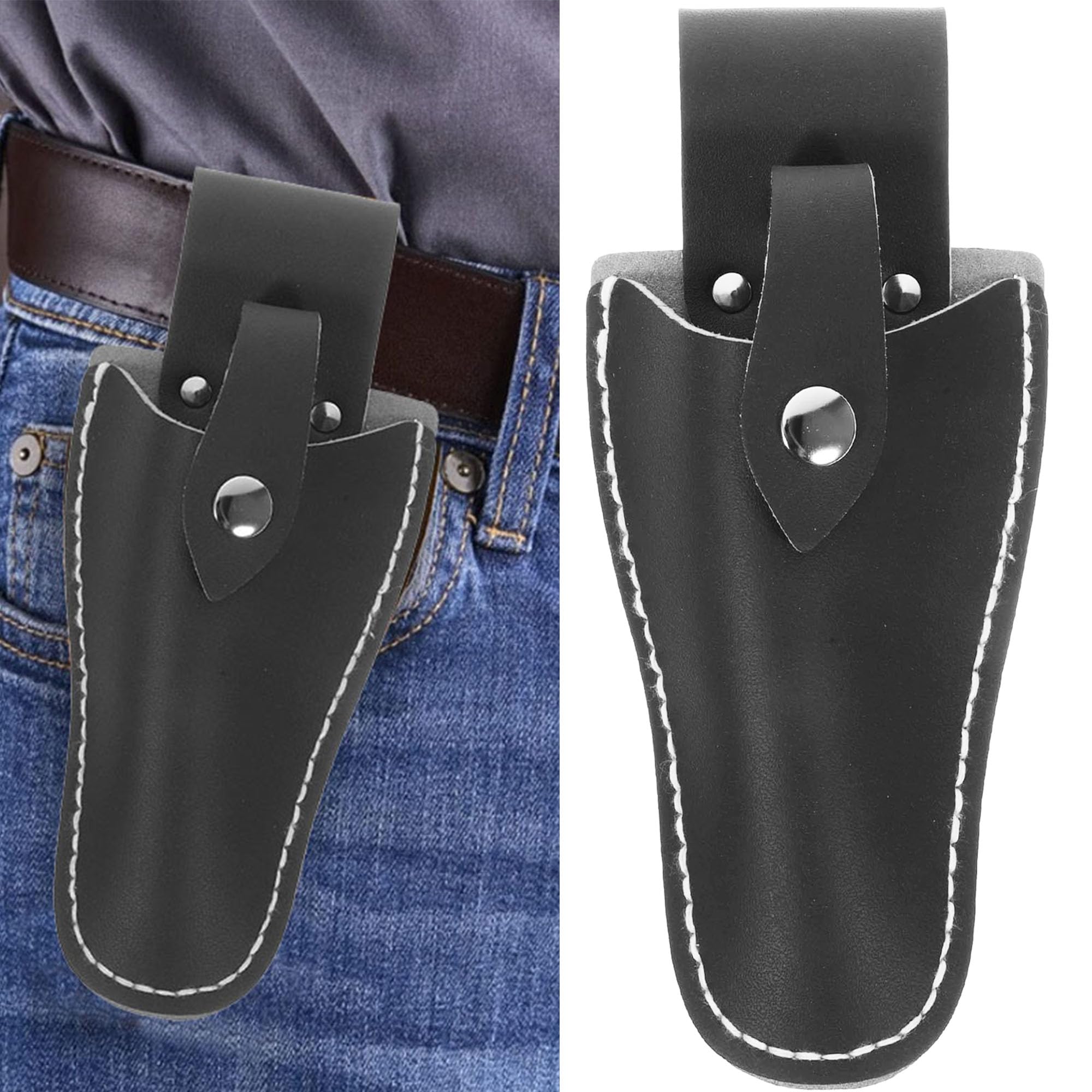 Secateurs Holster, Tool Belt Pouch, Durable Leather Sheath Pouch Holder, Gardening Tools Holster Belt Case, for Garden Pruning Pliers Shears Secateurs Scissors Gift for Dad Husband Boyfriend Black