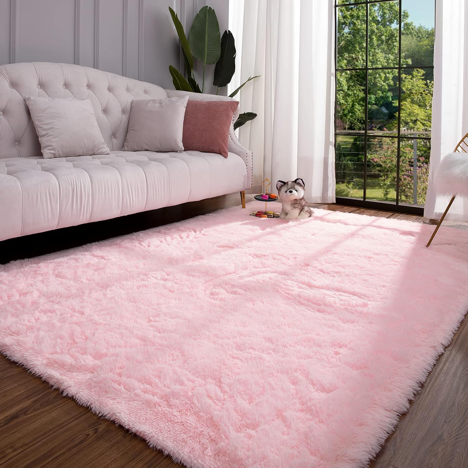 Rugs, Pads & Protectors - Keeko Premium Fluffy Pink Area Rug Cute Shag Carpet, Extra Soft and Shaggy Carpets, High Pile, Indoor Fuzzy Rugs for Bedroom Girls Kids Living Room Home, 4x5.3 Feet
