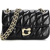 Quilted Crossbody Purse for Women Trendy - Ladies Shoulder Bag Leather Handbag Designer Evening Clutch with Chain Strap