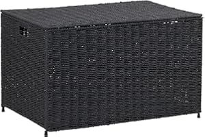 Household Essentials Woven Chest, Decorative Paper Rope Storage Chest for Home Organization, Black