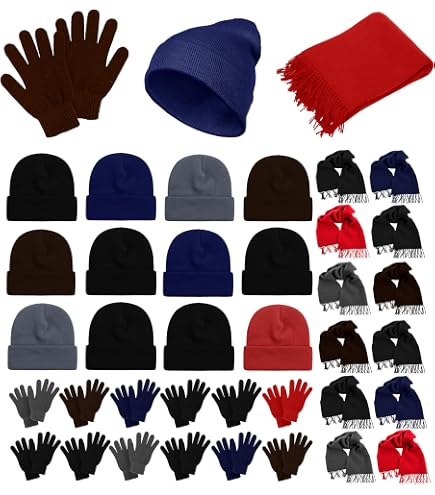Hillban 18 Pcs Winter Beanie Hat Gloves Set with Warm Socks 