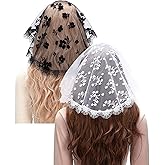 Mantveil Catholic Church Head Covering: Small Circle Floral Lace Mantilla Chapel Cap Veil Latin Mass Veils for Women Girls