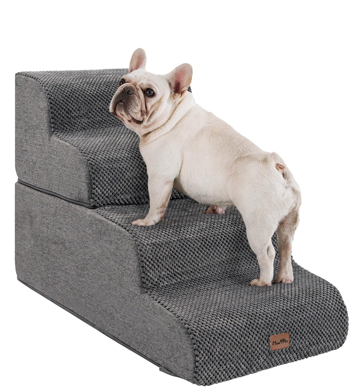 Pawzy Foam Pet Stairs For Bed, Couch Or Window Prefixed Cover Wide Dog Steps For Bed Waterproof Non Slip Base Tier Dog Ram