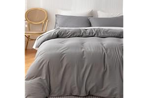 MINOR MONKEY 1000 Thread Count Queen Duvet Cover 100% Egyptian Cotton Solid Long Staple Luxury Quality Sateen Weave Durable Soft Comfy Comforter Cover with Zipper Closure & Corner Ties