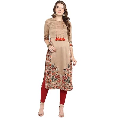 Janasya Indian Tunic Tops Poly Silk Kurti for Women