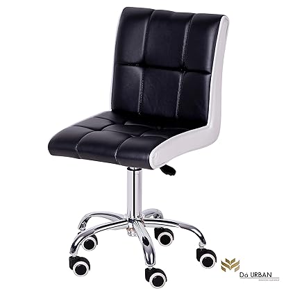 Da URBAN Height Adjustable Black & White Cadbury Cafeteria & BAR Wheels Stool/Chair (ISO and BIFMA Certified)