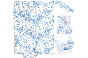 Generic AnyDesign 60 Sheets Blue Floral Tissue Paper Chinoiserie Gift Wrapping Paper Vintage Blue White Flower Art Paper for DIY Crafts Birthday Baby Shower Wedding Party Decor, 14 x 20 Inch