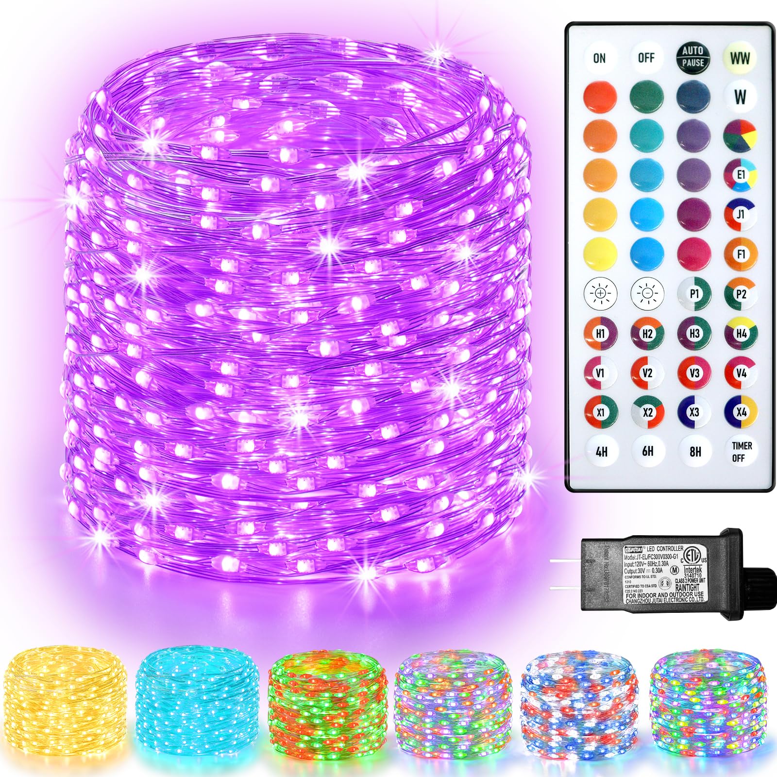 Photo 1 of 200 LED Christmas Fairy Lights Color Changing, 66 FT 35 Colors Halloween String Lights with Remote, Purple Orange LED Fairy Lights for Bedroom Halloween Xmas Wedding Home Party Indoor Decor