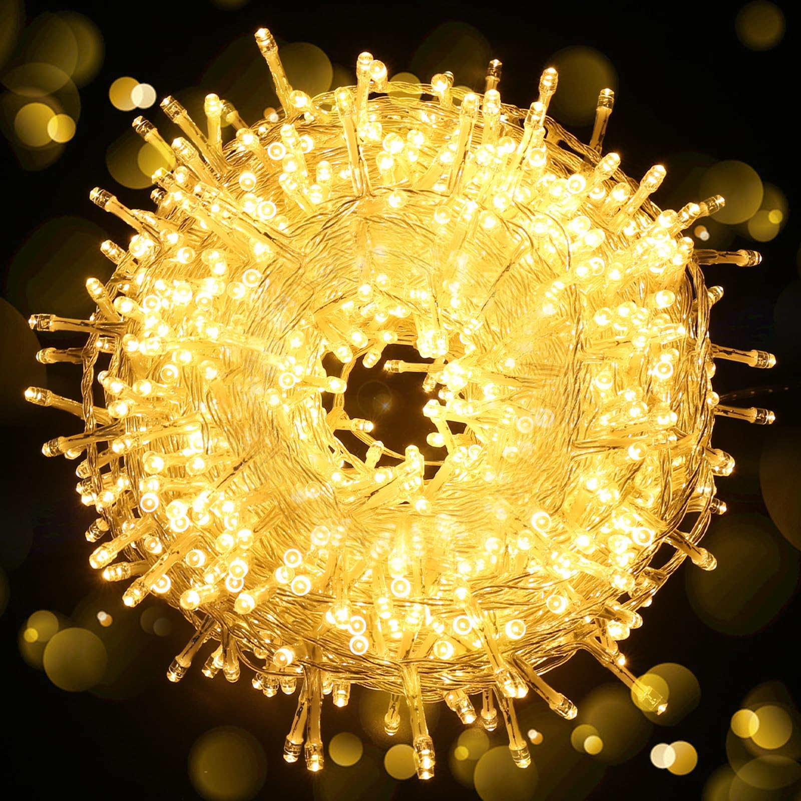 ELKTRY 1000LED 25M String Lights Outdoor/Indoor, Holidays Lights Warm White Mains Powered,8 Modes Waterproof Fairy Lights for Christmas Party Wedding Garden Bedroom Decoration