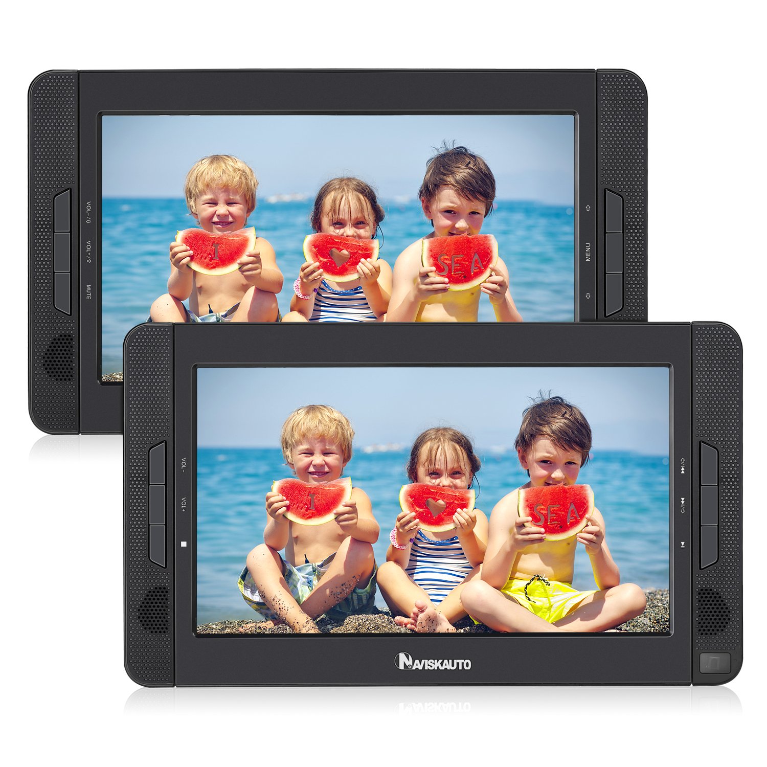 NAVISKAUTO 10.1" Dual Screen DVD Player Ultrathin Car Backseat