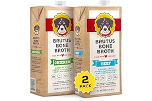 BRUTUS BONE BROTH Brutus Broth for Dogs - All Natural Bone Broth for Dogs with Chondroitin Glucosamine Turmeric -Human Grade Dog Food Toppers - Beef and Chicken Bundle
