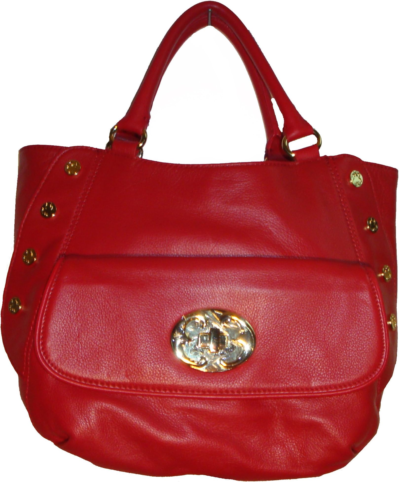 Emma Fox Women's Genuine Leather Tote, Large Handbag, Red