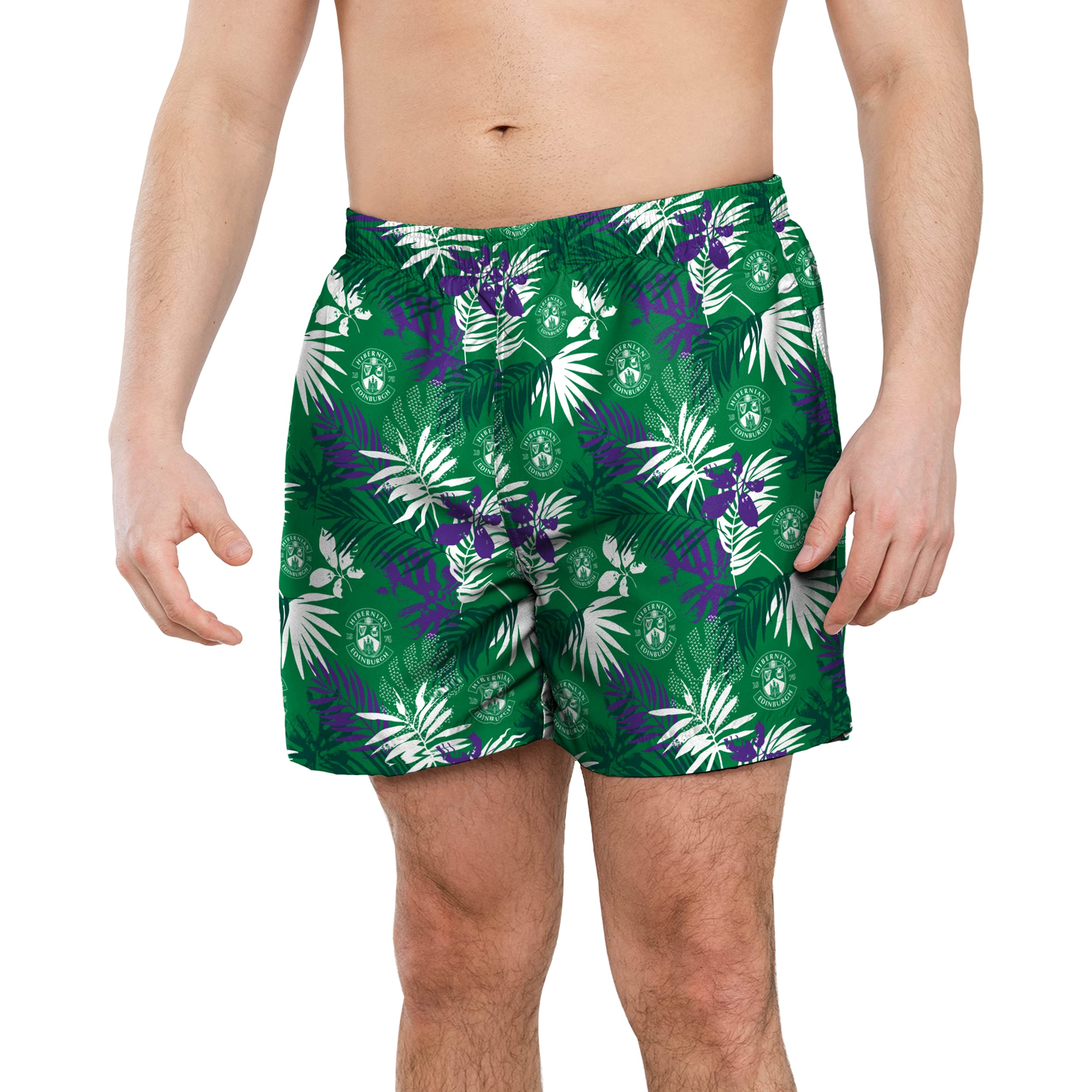 FOCO Official Hibernian FC Football Tropical Beach Shorts Small Multicolour