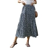 Allegra K Summer Floral Midi Skirt for Women Boho Elastic High Waist Flowy A Line Skirts Trendy 2026