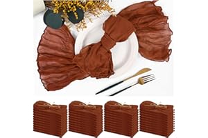 Teruntrue Set of 42 Gauze Cheesecloth Napkins Wrinkled Dinner Napkins, Terracotta Rustic Boho Napkins Soft Cotton Table Napkins Decorative Cloth Napkins for Wedding Party Table Decoration,20 x 20 Inch