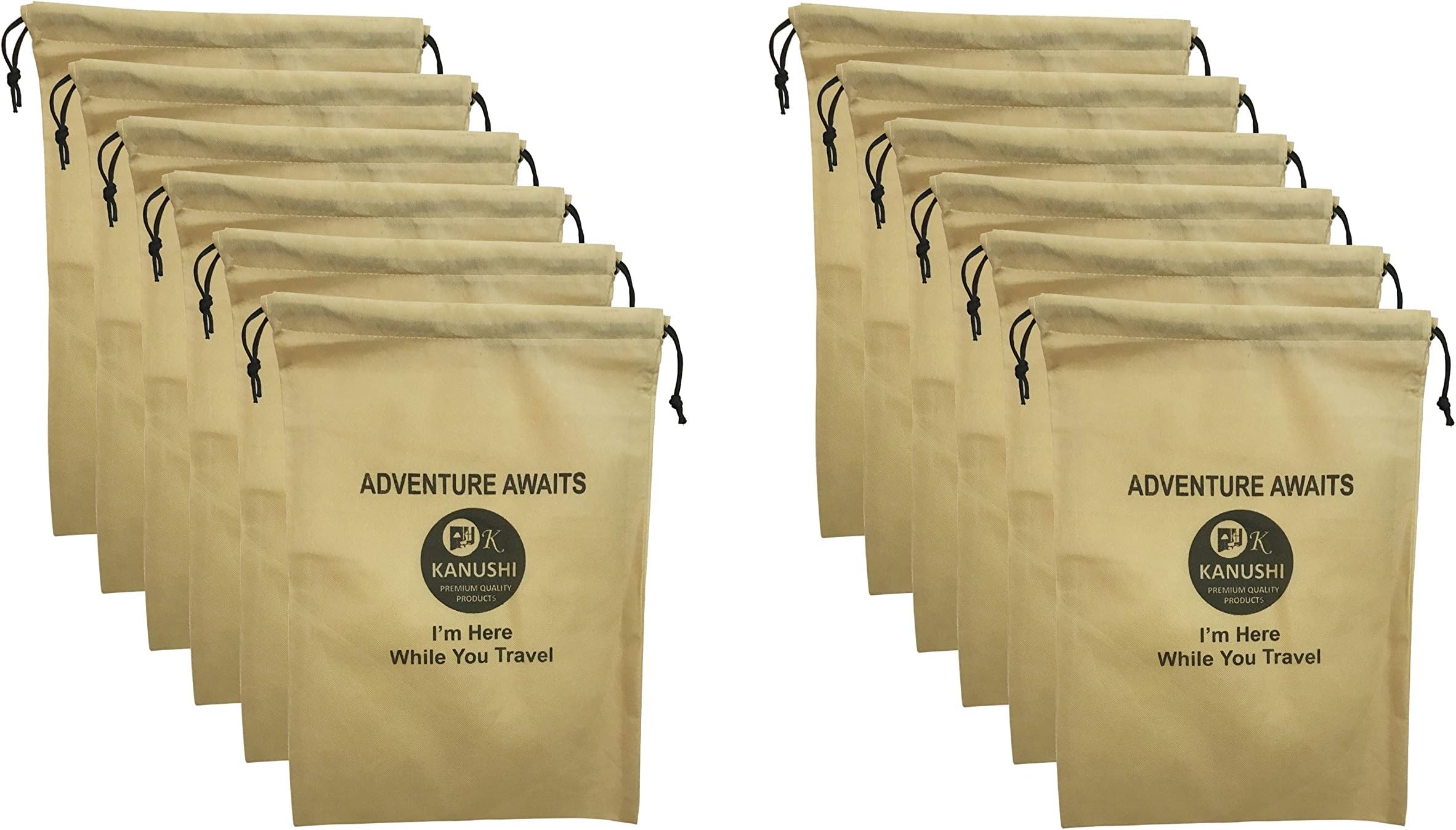 KANUSHI Industries® Plain Shoe Pouch/Cover/Bag/Organizer, Set of 12 (Beige Color)