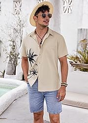 COOFANDY Men Button Down Short Sleeve Shirt Regualr