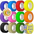 12 Pack Colored Masking Tape, 396 Ft x 0.6 inch Mini Colored Painters Tape for Arts & Crafts Labeling or Coding, Kids Art Supplies Color Tape Rolls, washi-scale Colorful Masking Tape, DIY Artist Tapes