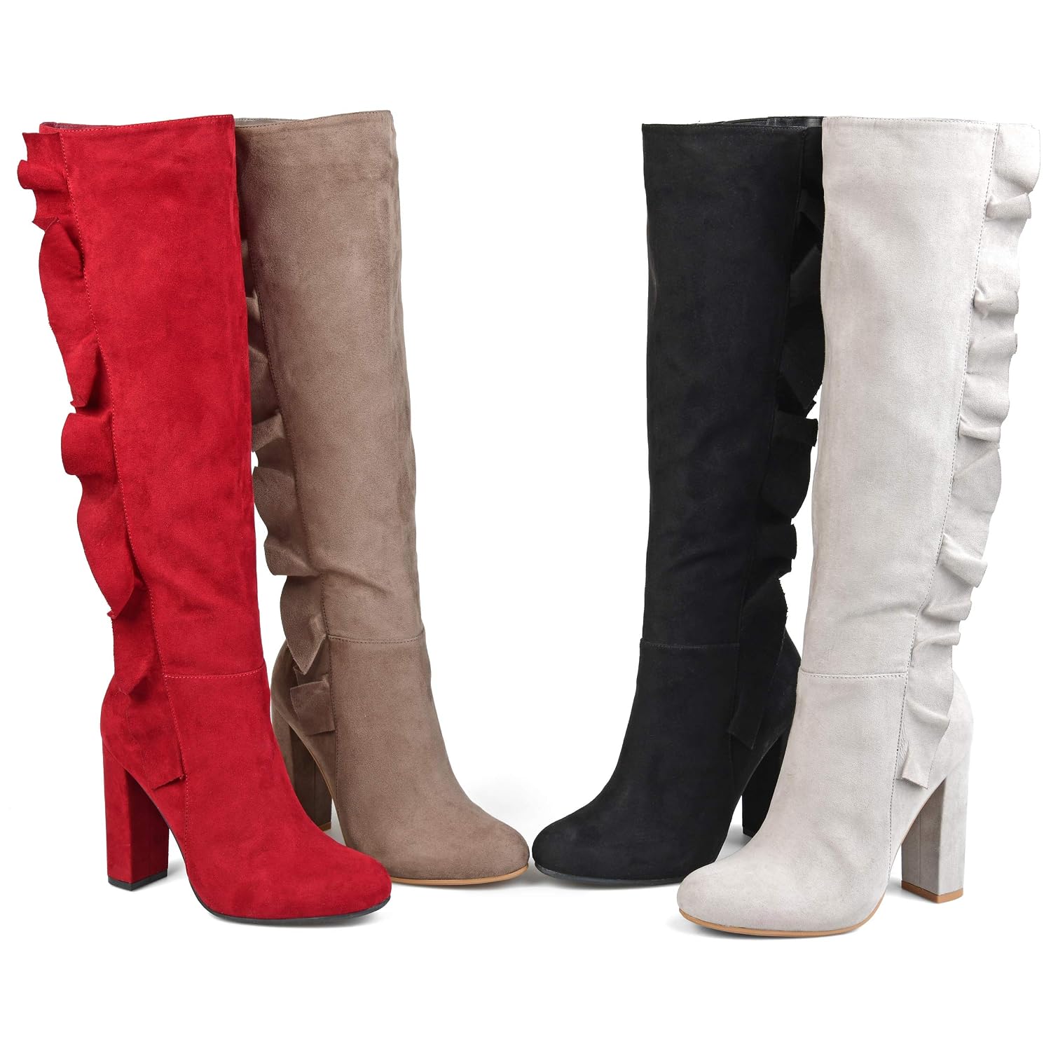 Womens Knee-high Ruffle Boot Red Boots 
