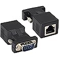 AOTOKK RJ45 to DB9 RS232 Adapter 9-Pin Serial Port RS232 Male to RJ45 Female CAT5 CAT6 Ethernet LAN Extend Converter, Network to DB9 Serial Port Coupler Extender Adapter (2 Pack-Male)