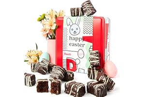 DAVID'S COOKIES David’s Cookies Oven-Fresh Baked Brownie Bites – Delicious Decadent Dark Chocolate Glazed Mini Brownie In A Happy Easter-Themed Tin Gift Box – Individually Wrapped Gourmet Chocolate Brownies 16 Pcs