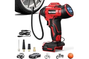 BYCZONE Tire Inflator Compatible with MILWAUKEE 18V Max Battery, 160 PSI Cordless Air Compressor With 12V DC Car Adapter,LCD Digital Pressure Gauge for Car, Bike, Sport Ball (No Battery)