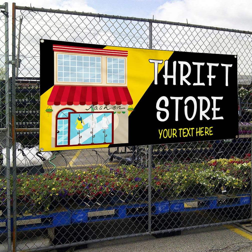 Custom Industrial Vinyl Banner Multiple Sizes Thrift Store Style B