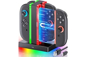 HEYLACOOLX for Switch 2 Joycon Charging Station Dock Compatible with Nintendo 2 Controller with USB C Charging Cable, 4 IN 1 Magnetic Switch 2 Charger Accessories with LED Indication