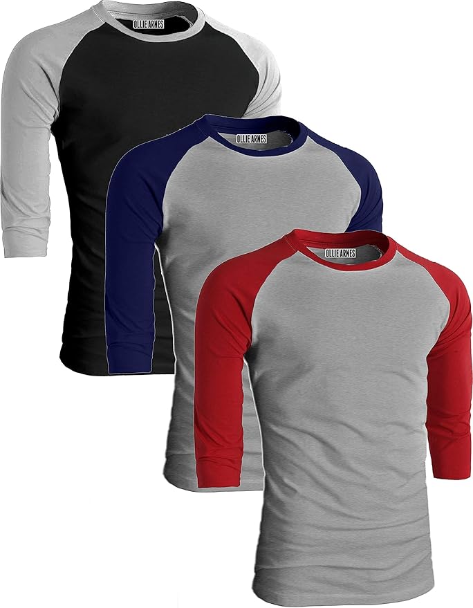 Sporty Two Tone Baseball Tee Shirt 3/4 Sleeve Raglan Matching Team Top