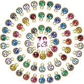 Hicarer 72 Pieces Crystal Birthstone Charms DIY Beads Pendant with Rings Handmade Round Crystal Charm for Jewelry Necklace Bracelet Earring Making Supplies, 7 mm, 12 Colors (Golden Base)