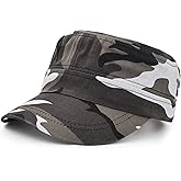 UltraKey Flat Top Baseball Cap, Men Women Cotton Baseball Twill Army Millitary Hat Cap