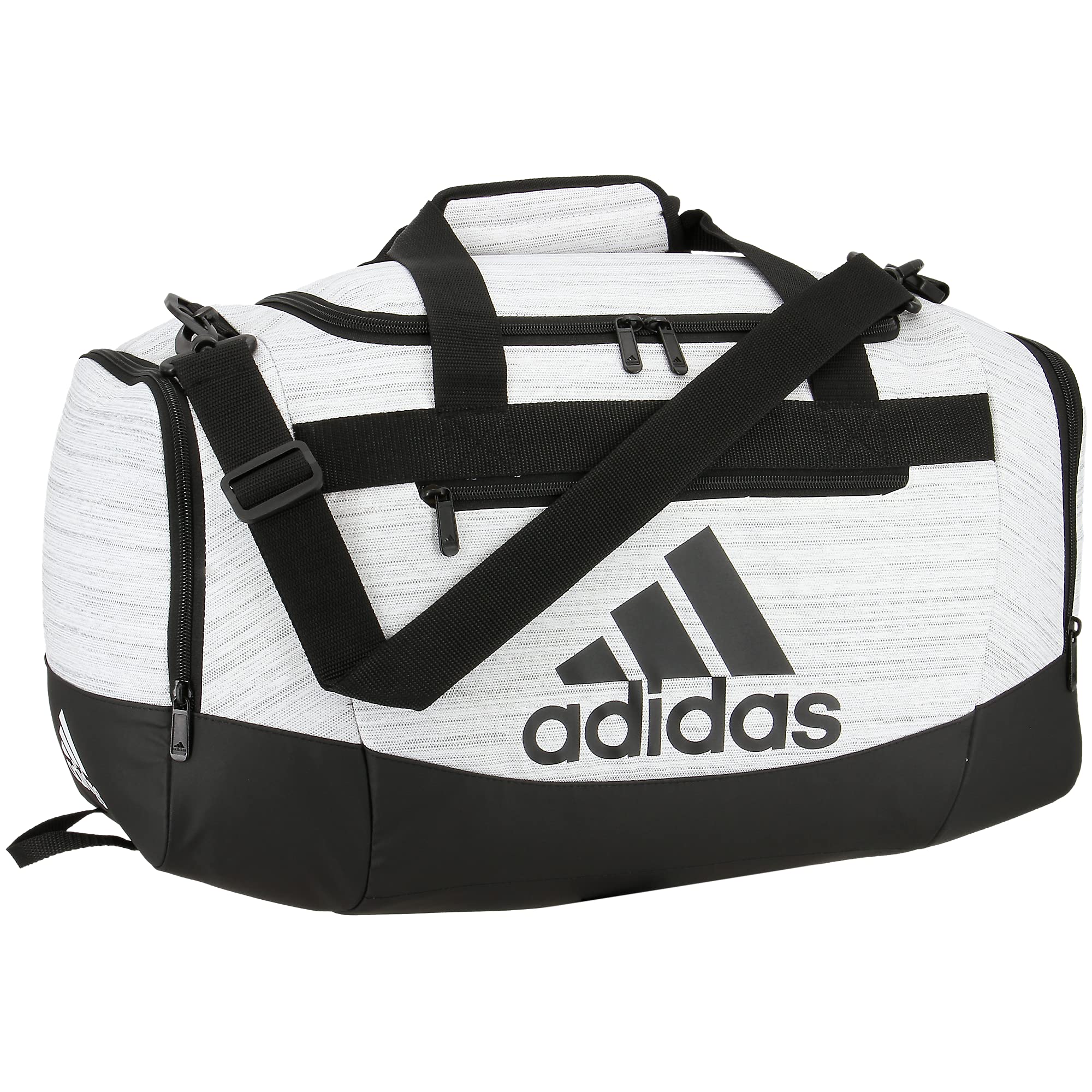 adidas Unisex Adult Defender 4.0 Duffel, Durable Athletic Sports Gym Travel Bag for Men and Women, Two Tone White/Black, Small (38 L)