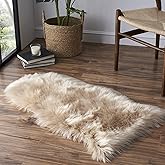 Faux Fur Rug Sofa Chairs Cover, Beige Small Rug for Bedroom, 2X3 Shaggy Furry Rugs for Kids Room, Shag Fluffy Rugs for Nursery Room, Soft Fuzzy Plush Carpet