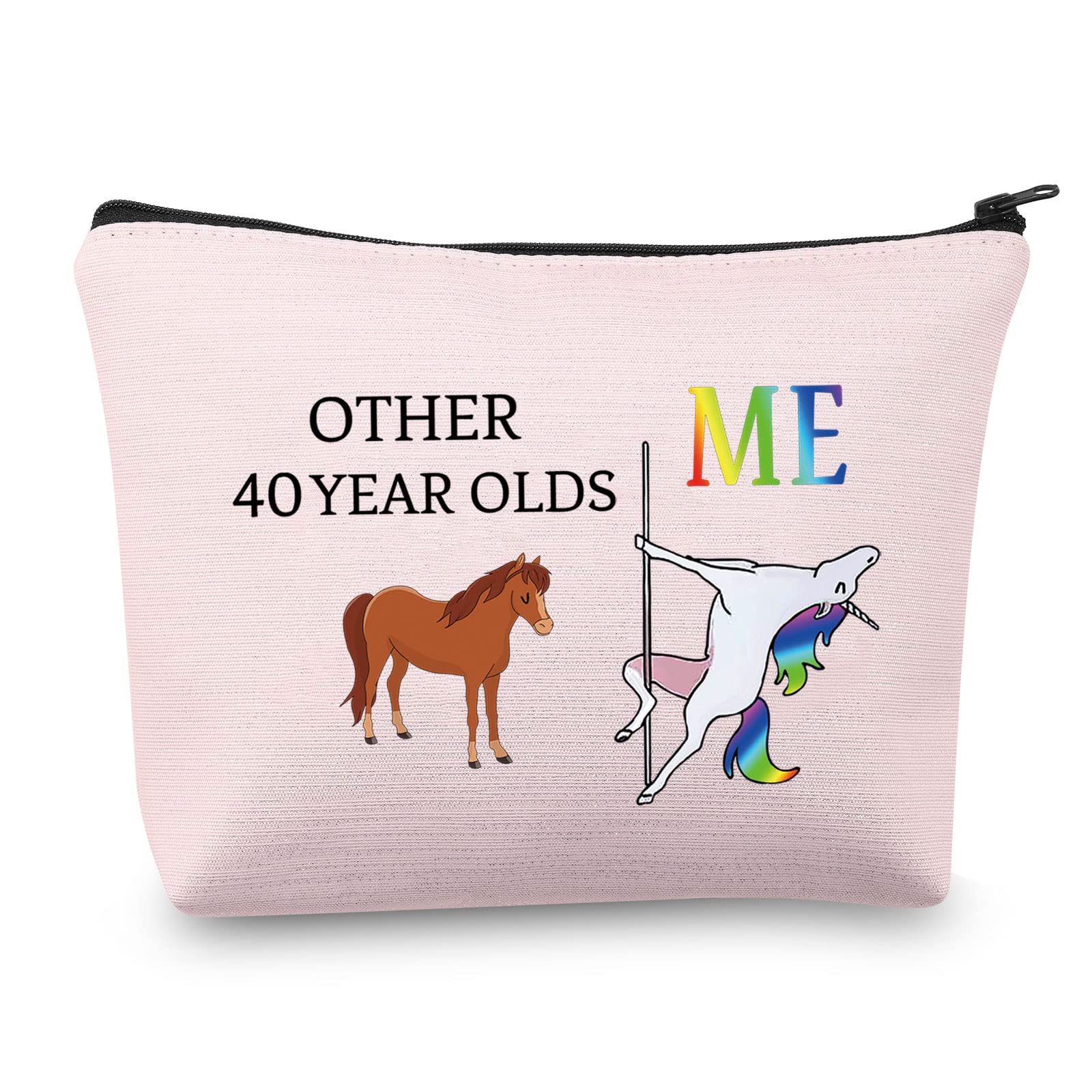 40th Birthday Gifts for Women Other 40 Year Olds Me Unicorn Bag 40 and Fabulous Gift Bags 40th Birthday Makeup Bag Cosmetic Bag (40th Pink Bag)