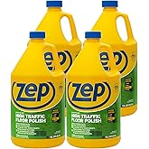 Zep Commercial High-Traffic Floor Polish, 4-1 Gallon Bottles, Professional Grade Floor Finish For a Range Of Hard Floor Surfaces (ZUHTFF128)