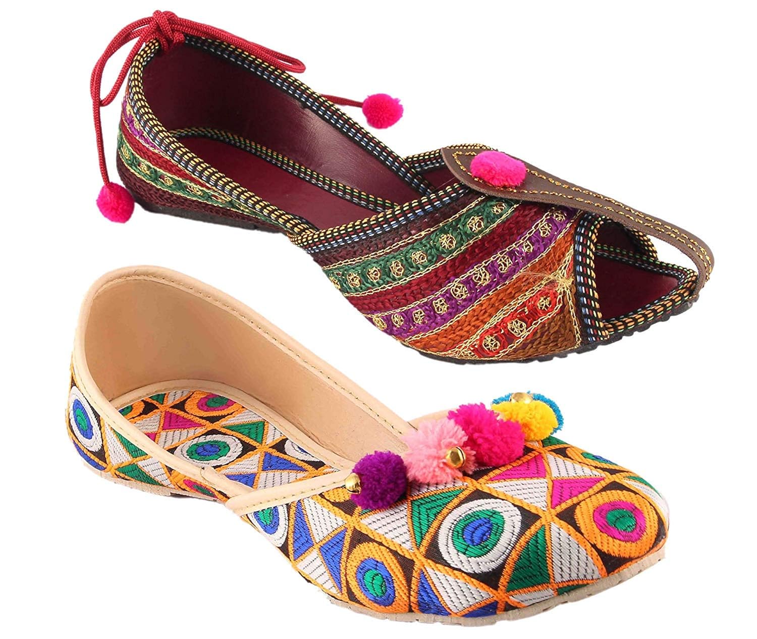 Buy RYAG Latest Rajasthani Jaipuri Ethnic Multicolor Belly Shoes for
