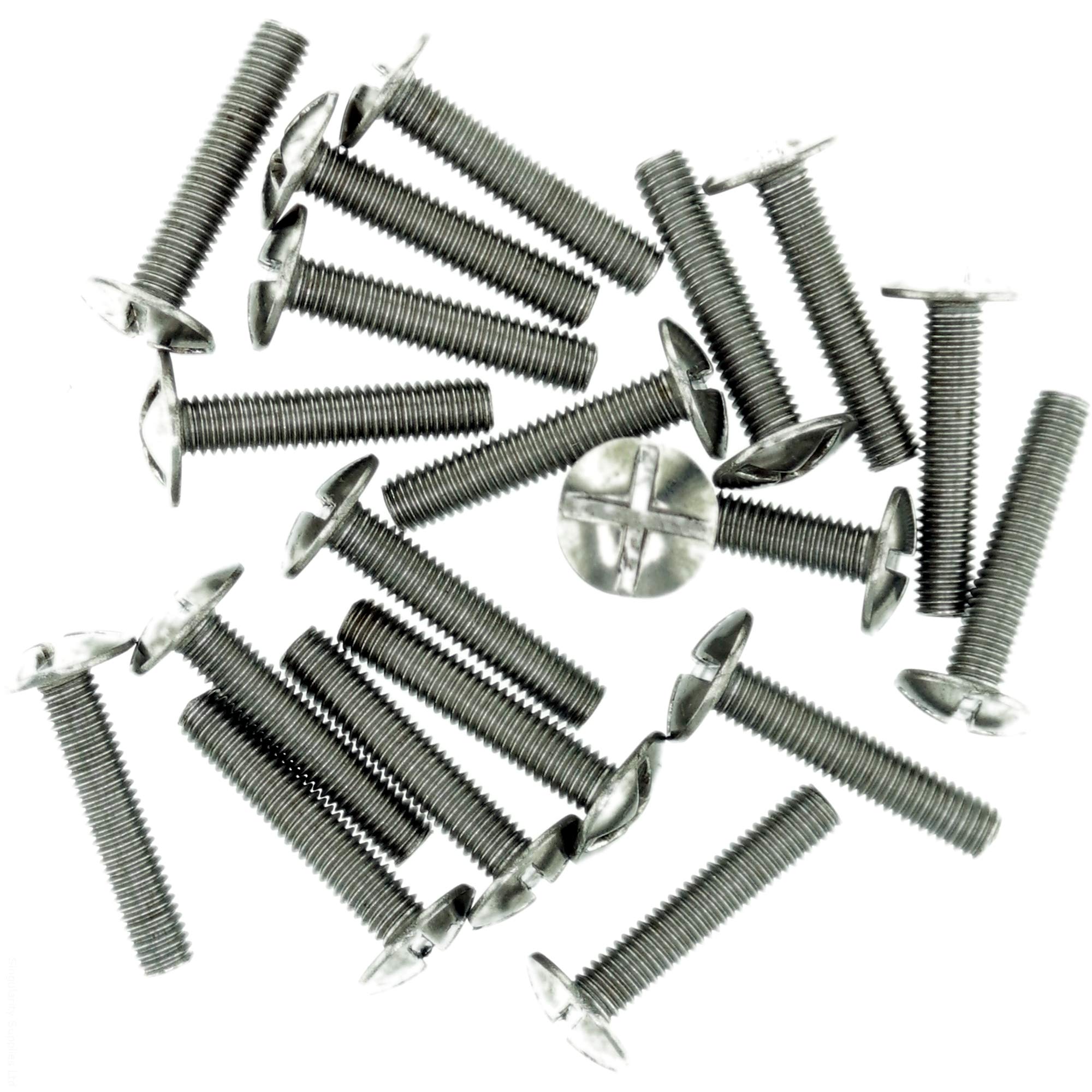 M4 (4mm x 12mm) Slot Mushroom Machine Screw (Bolt) (Crossed) - Stainless Steel (A2) (Pack of 20)