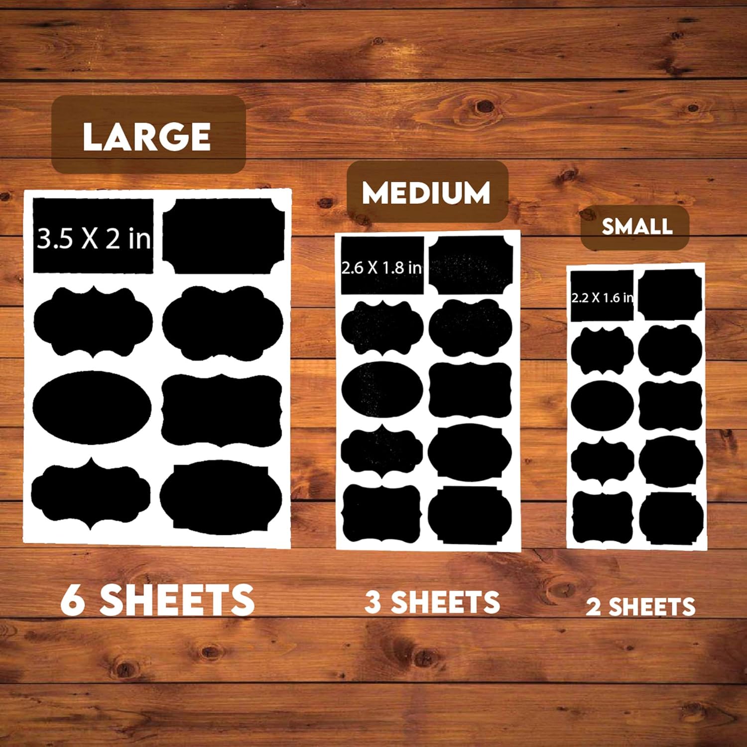 Mantah Chalkboard Label Stickers 96pcs - 9 Assorted Shapes in 3 sizes with Erasable 2 White Chalk Markers, Reusable, Waterproof Labels for Storage Bins, Food Containers, Mason Jars, Kitchen Pantry Use : Office Products