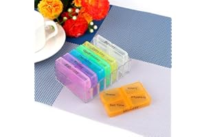 Weekly Pill Organizer 7 Days 28 Compartments Pill Box AM PM Medicine Storage Container for Daily Pills and Vitamins