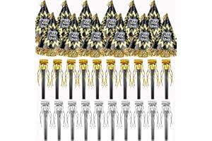 fiintrwa Happy New Year Headband Tiara Gold Silver Fringed Noise Makers and 2025 New Year Party Glasses Decoration Supplies