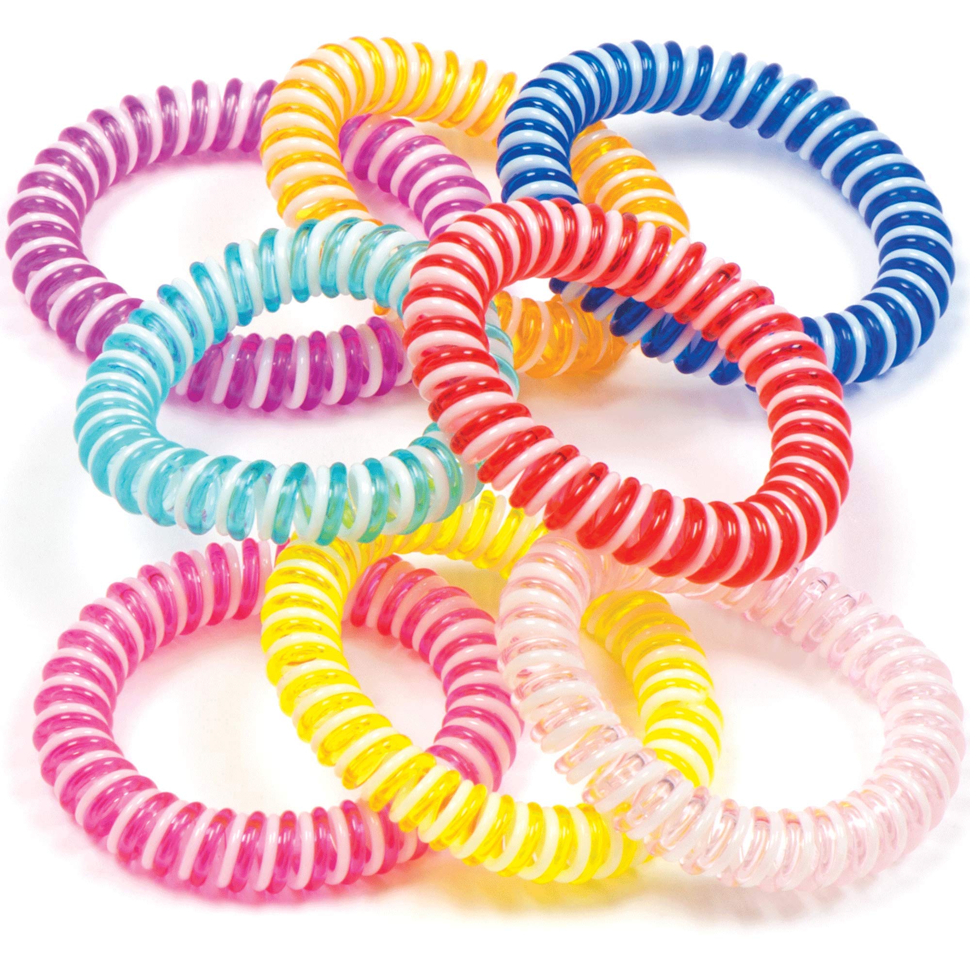 Baker Ross AV155 Candy Stripe Spiral Bracelets - Pack of 8, Great for Kids Party Favours, Friendship Jewellery and Small Gifts
