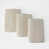 PÜSKÜL Waffle Kitchen Towels - Premium 100% Turkish Organic Cotton Ultra Soft Quick Dry Absorbent Lint Free Hand Dish Towel 32X16 Inches (3, Natural Beige)