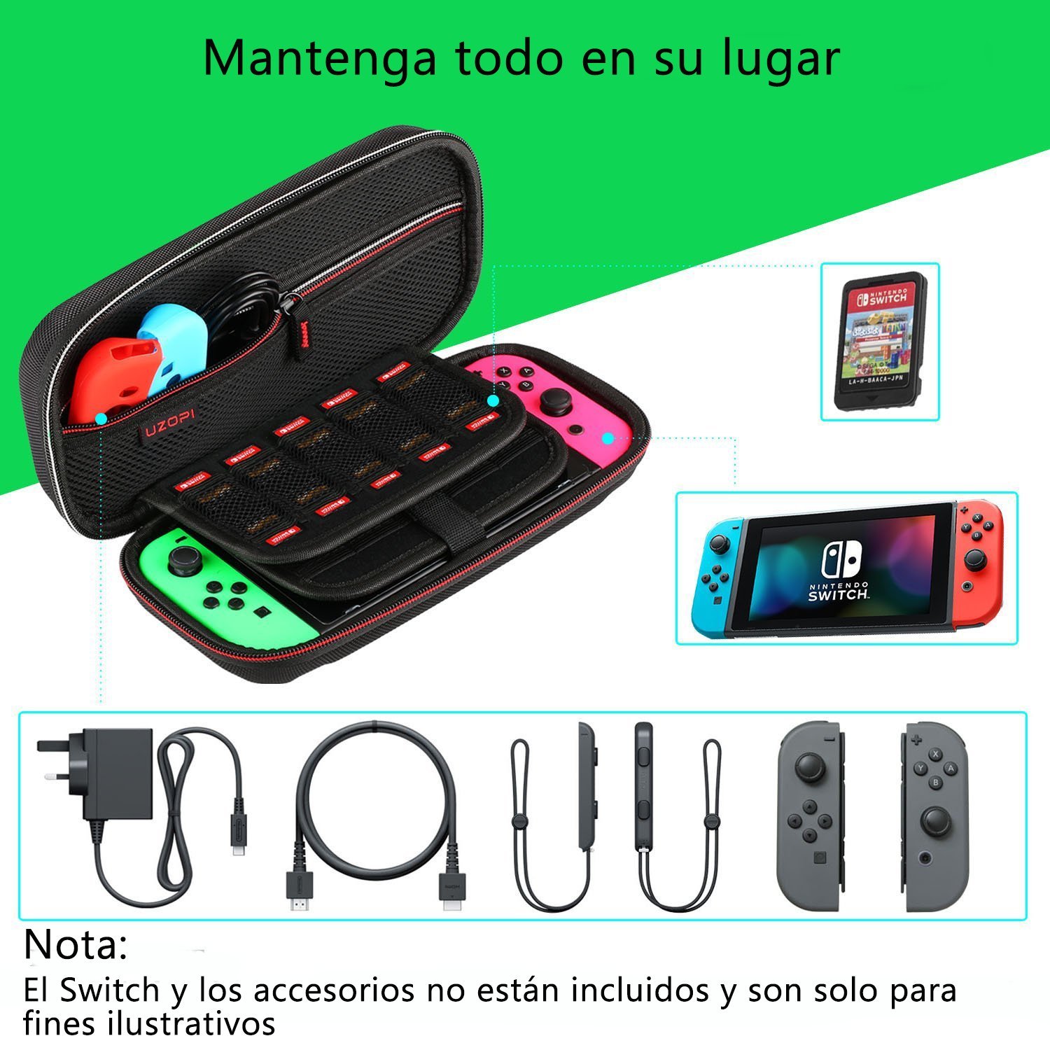Funda para Nintendo Switch, VOOKI Estuche Portátil Transporte/Viaje Protection Apto para Nintendo Switch, Accesorios Oficiales 20 Bolsillos Pequeños